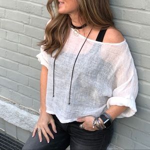 Exquisite Arctic Gauzy Raw Linen Top & Cover Up